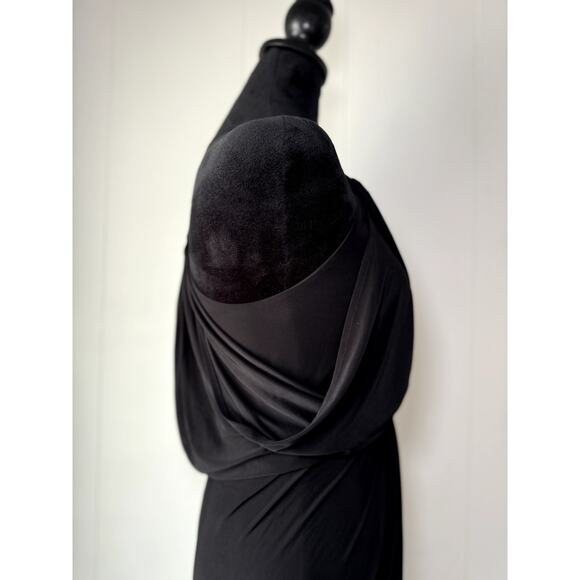 MISA Los Angeles Black Domino Draped Front Tie Dress Size XS - Picture 4 of 10